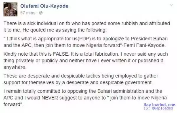 I Remain Totally Committed To Opposing The Buhari Administration And The APC - FFK